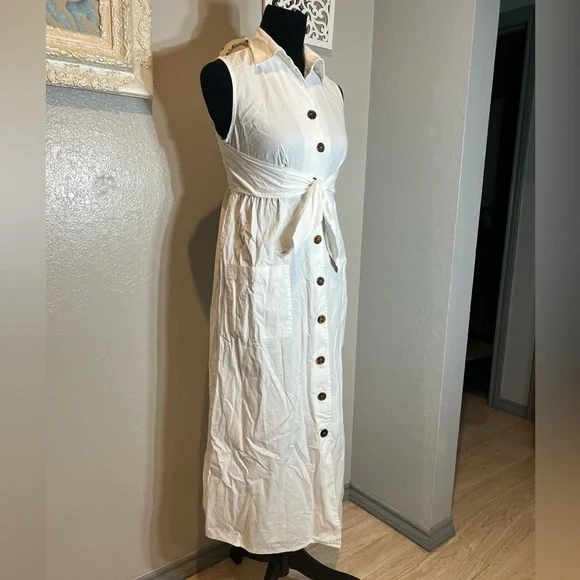 Rabbit Rabbit Rabbit White Button-Front Maxi Dress - Picture 10 of 15